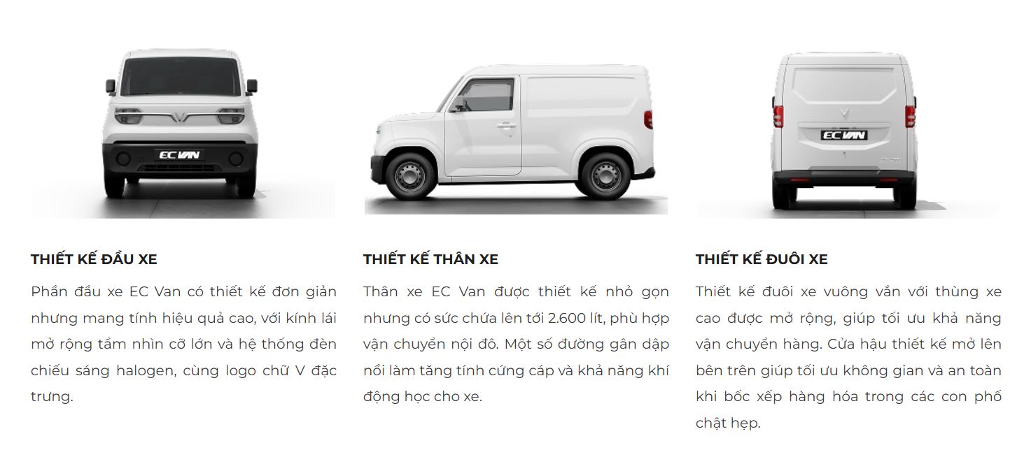 VinFast EC Van - Ngoại thất hiện đại – Nội thất thực dụng